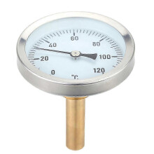 Betrouwbare horizontale thermometer met wijzerplaat van 63 mm, aluminium temperatuurmeter 0-120C, 1/2 BSP schroefdraaddiameter