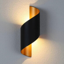 Luminária de parede moderna para interiores, 10W, espiral para cima e para baixo, em metal, LED branco quente 3000K (preta) - Boa