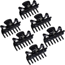 Stijlvolle haarclips voor vrouwen, Franse haarclipset met antislipgrip en decoratieve haaraccessoires, 6 stuks, zwart plastic, voor dagelijks gebruik.