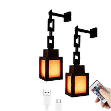 2 Pcs Pixelated Lantern LED Night Lightweight 16-Color Light-Changing with Remote Control, Rechargeable Table/Wall Night Lamp