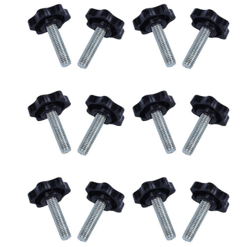 Conjunto de 12 parafusos de aperto robustos com rosca macho M8 x 30 mm e cabeça estrela de 32 mm.