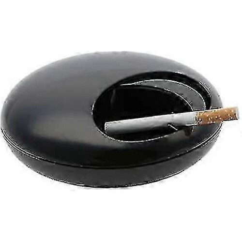 Cendrier robuste en forme de galet avec couvercle (noir)