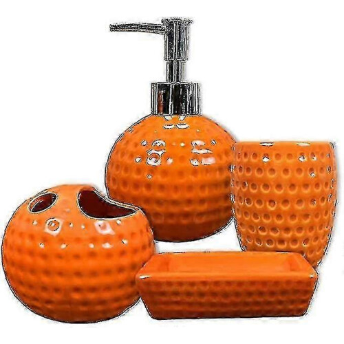 Reliable Orange Ceramic Bathroom Accessory Kit 4-Piece