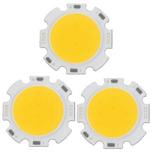 3 lâmpadas LED COB redondas e leves de 5 W, super brilhantes, branco quente, DC 15-17 V