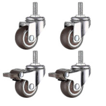 M8 Threaded Stem Rubber Heavy Duty Swivel Caster for Hand Trolley, Work Tables, Furniture Wheels, 1.5 Inch, Thread Diameter: 8mm