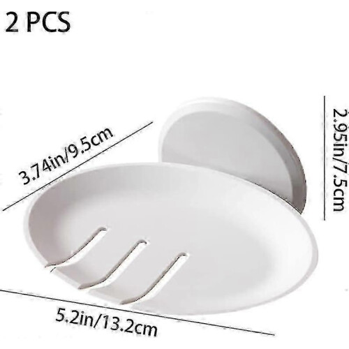 Waterproof Disc Soap Box, Wall Mounted Plastic Soap Bracket with Drainage Design for Bathroom 2 Pieces 1