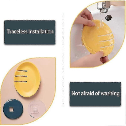 Waterproof Disc Soap Box, Wall Mounted Plastic Soap Bracket with Drainage Design for Bathroom 2 Pieces 2