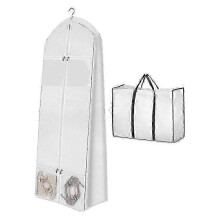 Tragbarer 70-Zoll-Kleidersack für Brautkleider mit Tragetasche, 8-Zoll-Zwickel, 4 Taschen, Schutz für lange Kleider, Aufbewahrungssack für Kleider