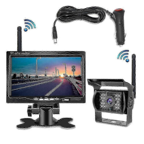 Câmera de ré sem fio com monitor de 7 polegadas e sistema de visão noturna para carros, trailers, caminhões e ônibus - XC