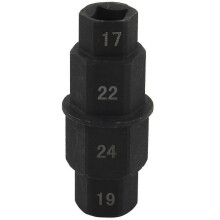 Outil pour axe hexagonal de moto - 17 mm, 19 mm, 22 mm, 24 mm - Adaptateur de douille pour axe de moyeu de roue avant hexagonale 3 ou 8 pouces