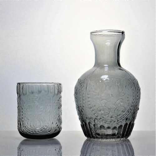 Set vintage con caraffa e bicchiere da comodino, altezza 7,7 pollici (33 OZ) - arancione 2