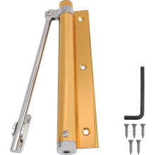Aluminum Alloy Spring Loaded Automatic Door Closer, Surface Adjustable Door Closer for Lightweight Duty Interior Doors (gold