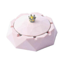 Cendrier Pink Crown en acier inoxydable avec couvercles, cendrier pour cigarettes pour une utilisation intérieure ou extérieure, résistant au vent