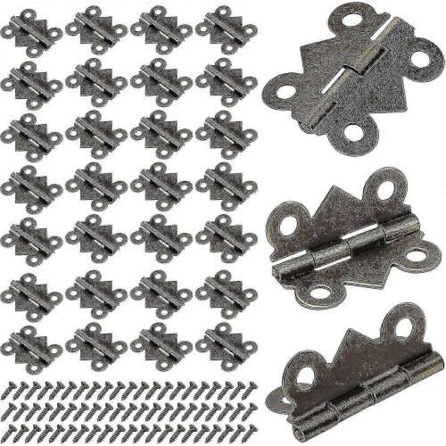 Compatibile con mini cerniere da 50 pezzi, cerniere pieghevoli a farfalla da 25x20 mm, mini cerniere in bronzo antico per mobili e armadi.