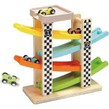 Robuste Auto-Rampe aus Holz, Spielzeug für 1- bis 2-jährige Jungen, Geschenk zum ersten Geburtstag, Auto-Spielzeug, Babyspielzeug (12–18 cm)