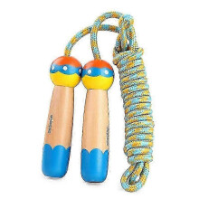 Springseil für Kinder mit Holzgriff im Cartoon-Stil, verstellbares Springseil für Fitnesstraining, blau