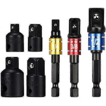 Schlagschrauber-Adapter- und Reduzierstück-Set zum Bohren in Hochgeschwindigkeits-Muttern, 1/4", 1/2", 3/8" Steckschlüsseladapter (Schwarz)