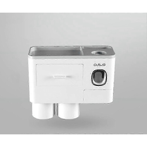 Wall Mounted Toothbrush Bracket with Toothpaste Dispenser Large Capacity Tray