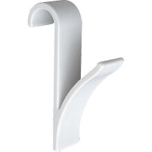 Lot de 2 crochets pour sèche-serviettes, en plastique blanc, dimensions : 2,5 x 10,5 x 7 cm
