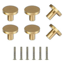 6 Pcs Sturdy Gold Cabinet Knob Handle Round Gold Cabinet Door Handle Brushed Brass Cabinet Knobs Brass Xi