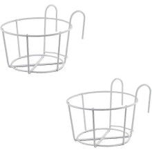 2 fioriere da ringhiera, supporto per vaso da fiori sospeso, vaso da fiori rotondo in ferro da giardino