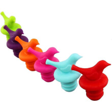 Bouchons de vin en silicone en forme d'oiseau, réutilisables, pour boissons - Lot de 6
