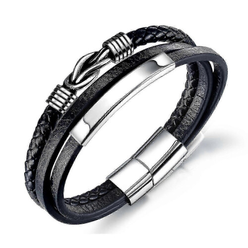 Reliable Braid Leather Bracelet for Men Black