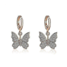 Efficient Earrings with Butterflies in Rhinestone Plating Gold