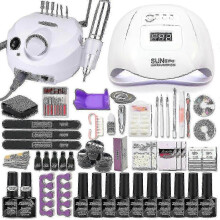 Kit de Nail Art Durável de 35000 rpm com Lâmpada LED de 120 W/54 W e 40/30/20/10 Cores de Gel de Polimento UV.