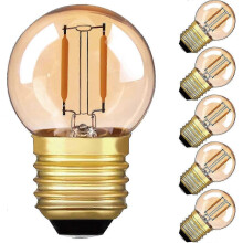 G40 LED-filamentbollamp, lichtgewicht, E27, 1W, warm wit, 2200K (amberkleurige gloed) voor buiten - equivalent aan 10W, reservelamp voor binnen.