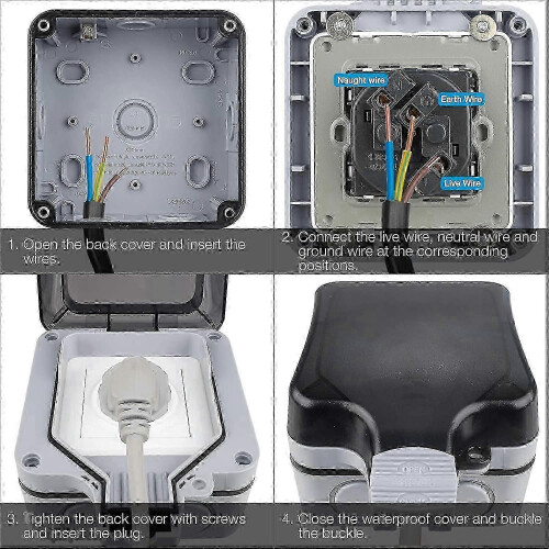IP66-wasserdichte Außensteckdose mit Klappschutz 2