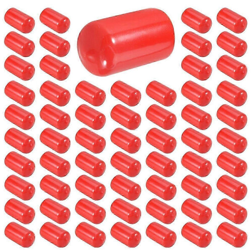 Efficient Rubber End Caps 12Mm ID PVC Round Pipe Bolt Cap Shield Screw Thread Protectors Red 100PCS 2