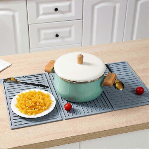 Efficient Pink Foldable Tri-Fold Tableware Drying Mat Silicone Draining Mat for Kitchen Counters 1