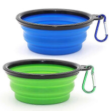 Reliable Portable Cat Bowls Collapsible Cat Bowl, Travel Dog Bowl and Cat Bowl (350ml, Blue and Green) 2 Pieces