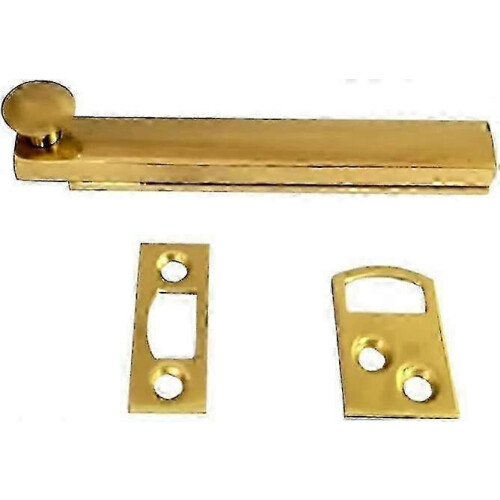 1 Pack 4" Heavy Duty Solid Polish Brass Concealed Surface Bolt Made in Taiwan
