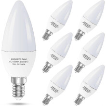 Kit com 6 lâmpadas LED leves e eficientes com soquete E12 para ventilador de teto, equivalentes a 60 watts, tipo candelabro, modelo B.