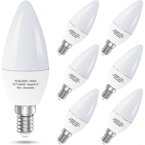 Efficient 6-Pack E12 LED Ceiling Fan Lightweight Bulbs, 60 Watts Equivalent Candelabra LED Lightweight Bulbs, Type B Lightweight