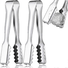 Reliable 6.2 Inch Stainless Steel Ice Tongs for Ice Bucket Ice Cube Serving Tongs with Teeth for Cocktails Whiskeys Kitchen Food