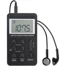 Rádio de bolso AM/FM pessoal durável, portátil, com sintonização digital, estilo Walkman, com bateria recarregável, fone de ouvido e trava.