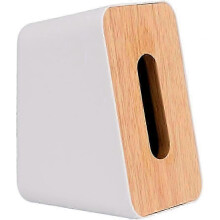 Betrouwbare plastic tissuebox, Scandinavische tissuebox, tissuebox voor natte en droge stoffen met bamboe deksel voor woonkamer, auto en tafels.