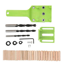 Of set houtbewerkingsgereedschap, rechte boorgatzoeker, timmermansboorgids, handgereedschap, groen, 38 stuks
