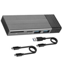 Stevige M2 NVME NGFF SSD-behuizing met 10 Gbps USB-C-hub, Type-C 3.1 naar SD-kaartlezer, TF-kaartlezer, USB 2.0-splitterdock en USB-hub.