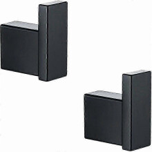 Porte-serviettes mural avec crochet de salle de bain, en acier inoxydable SUS304, lot de 2, noir mat