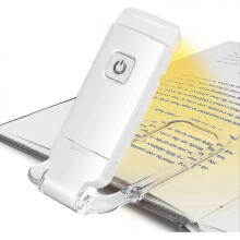 Lampe de lecture LED rechargeable, légère, avec clip de lecture pour lit et 3 niveaux de luminosité réglables.