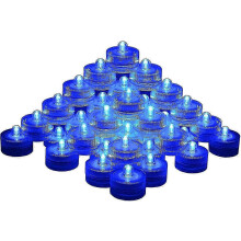 Bougies LED étanches - Lot de 12 bougies chauffe-plat submersibles à pile bouton (bleues)
