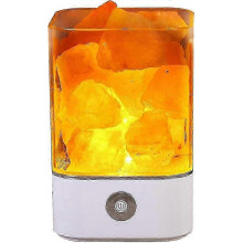 Lampe de nuit en cristal de sel naturel de l'Himalaya - Petite lampe de nuit saine en sel de lave pour chambres/bureaux