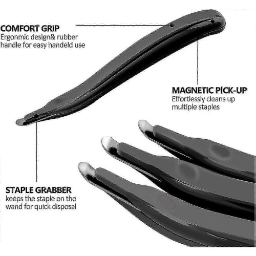 3Pcs Durable Professional Magnetic Staple Remover Puller, Rubberized Staple Removal Tool(Black) 2
