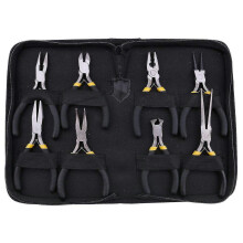 Kit de 8 alicates: bico longo com dentes, ponta plana, ponta redonda, ponta diagonal, cortador de pontas de cordão, compatível com mini alicates.