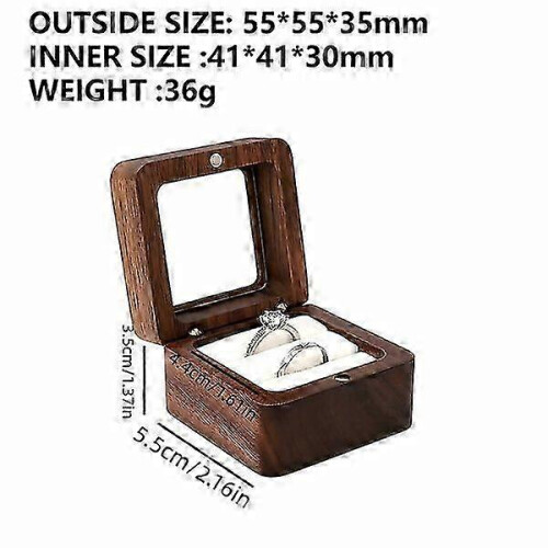 Walnut Ring Box Solid Wood Material Classic Style Valentine's Day Jewelry Gift Box 2
