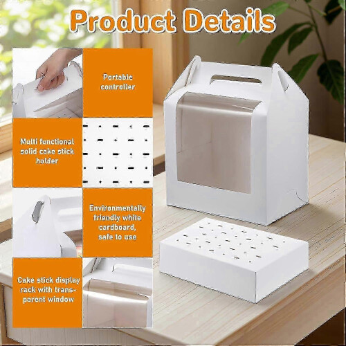 10Pcs White Cardboard Cake Pop Bracket with Clear Window, 18-Hole Display Stand 1